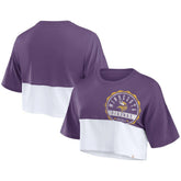 Minnesota Vikings Women's Boxy Color Split Cropped T-Shirt Purple/White | Fanatics