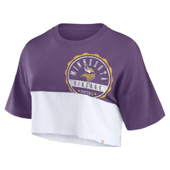 Minnesota Vikings Women's Boxy Color Split Cropped T-Shirt Purple/White | Fanatics