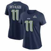 Jaxon Smith-Njigba Seattle Seahawks Women's Super Bowl LX Patch Name & Number T-Shirt College Navy | Nike for Sale
