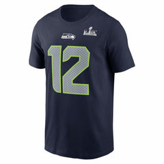 12s Seattle Seahawks Super Bowl LX Patch Name & Number T-Shirt College Navy | Nike for Sale