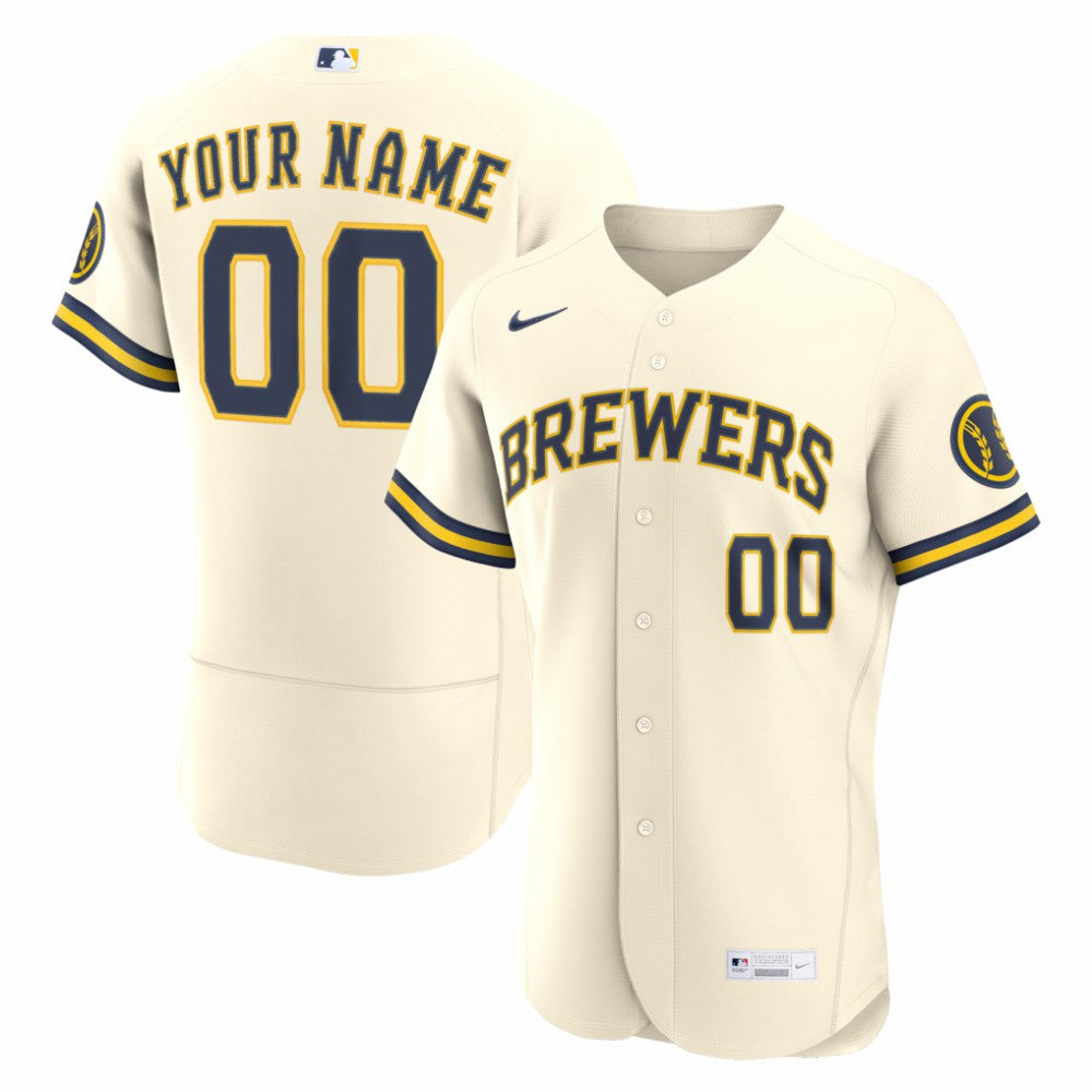 Milwaukee Brewers Nike Home Authentic Custom Jersey - MLB