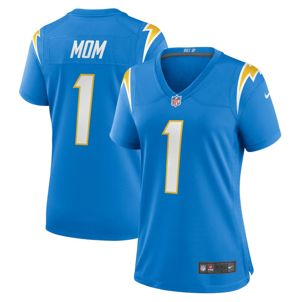 Number 1 Mom Los Angeles Chargers Women's Game Jersey Powder Blue | Nike for Sale