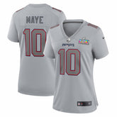 Drake Maye New England Patriots Women's Super Bowl LX Patch Atmosphere Fashion Game Jersey Silver | Nike for Sale