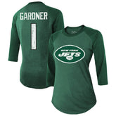 Ahmad Sauce Gardner New York Jets Majestic Threads Women's Player Name & Number Tri-Blend 3/4-Sleeve Fitted T-Shirt Green | NFL