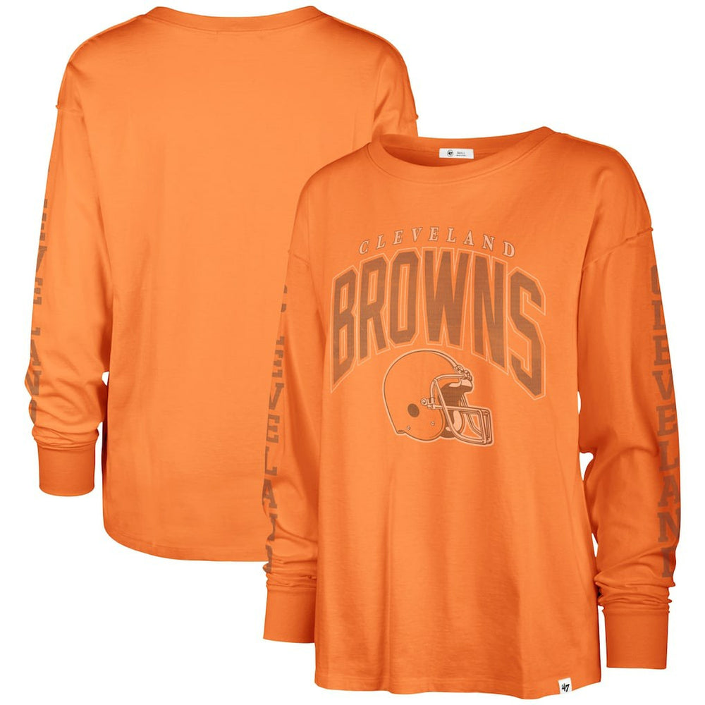 Cleveland Browns '47 Women's Tom Cat Lightweight Long Sleeve T-Shirt Orange | 47 brand
