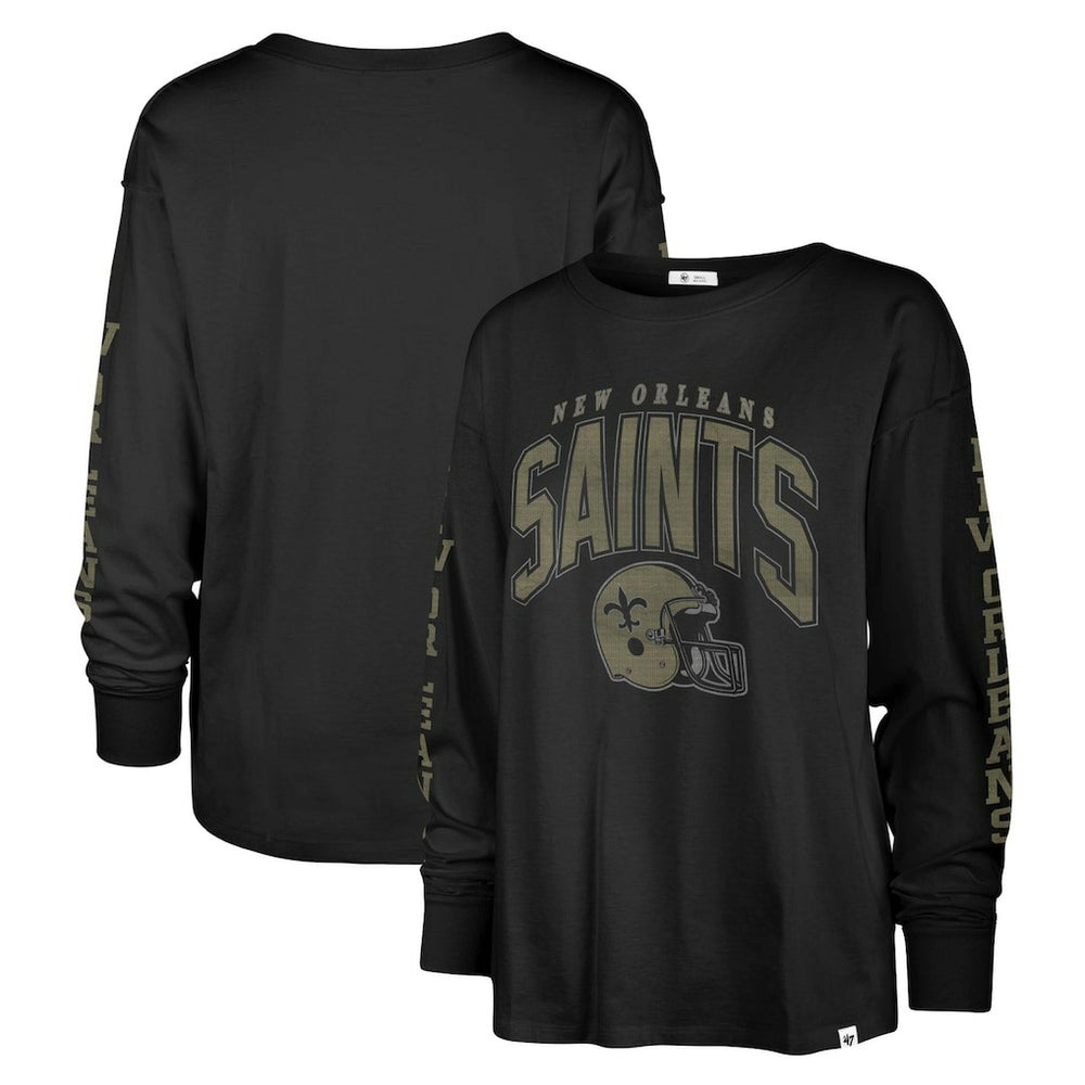 New Orleans Saints '47 Women's Tom Cat Lightweight Long Sleeve T-Shirt Black | 47 brand