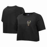Milwaukee Bucks Pro Standard Women's Holiday Glam Boxy T-Shirt Black - NBA