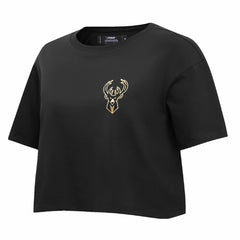 Milwaukee Bucks Pro Standard Women's Holiday Glam Boxy T-Shirt Black - NBA