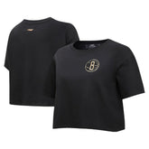 Brooklyn Nets Pro Standard Women's Holiday Glam Boxy T-Shirt Black - NBA