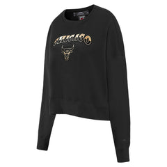 Chicago Bulls Pro Standard Women's Glam Cropped Pullover Sweatshirt - Black - NBA