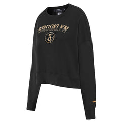 Brooklyn Nets Pro Standard Women's Glam Cropped Pullover Sweatshirt - Black - NBA