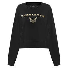 Charlotte Hornets Pro Standard Women's Glam Cropped Pullover Sweatshirt - Black - NBA
