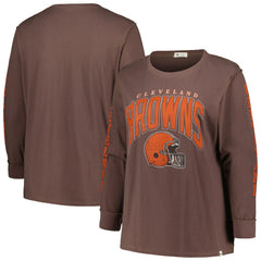 Cleveland Browns '47 Women's Plus Size Honey Cat SOA Long Sleeve T-Shirt Brown | 47 brand