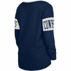 Dallas Cowboys New Era Women's Lace-Up Notch Neck Long Sleeve T-Shirt Navy | NFL