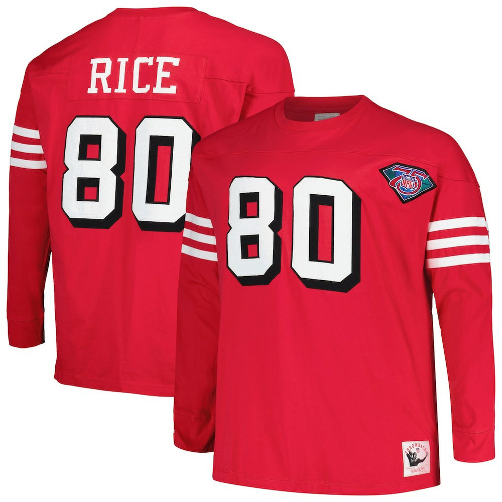 Jerry Rice San Francisco 49ers Big & Tall Cut & Sew Player Name & Number Long Sleeve T-Shirt Scarlet | Mitchell & Ness