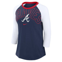 Atlanta Braves Nike Women's Knockout Arch 3/4-Sleeve Raglan Tri-Blend T-Shirt - MLB