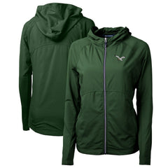 Philadelphia Eagles Cutter & Buck Women's Gridiron Classics Logo Adapt Eco Knit Hybrid Recycled Full-Zip Hoodie Hunter Green | NFL