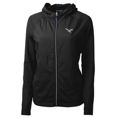 Philadelphia Eagles Cutter & Buck Women's Gridiron Classics Logo Adapt Eco Knit Hybrid Recycled Full-Zip Hoodie Black | NFL