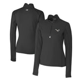 Philadelphia Eagles Cutter & Buck Women's Gridiron Classics Logo DryTec Traverse Stretch Quarter-Zip Pullover Top Black | NFL
