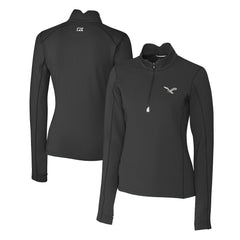 Philadelphia Eagles Cutter & Buck Women's Gridiron Classics Logo DryTec Traverse Stretch Quarter-Zip Pullover Top Black | NFL