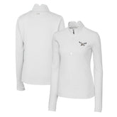 Philadelphia Eagles Cutter & Buck Women's Gridiron Classics Logo DryTec Traverse Stretch Quarter-Zip Pullover Top White | NFL