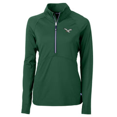 Philadelphia Eagles Cutter & Buck Women's Gridiron Classics Logo Adapt Eco Knit Stretch Recycled Half-Zip Pullover Top Green | NFL