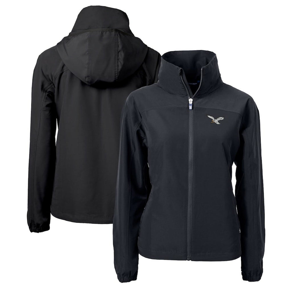 Philadelphia Eagles Cutter & Buck Women's Gridiron Classics Logo Charter Eco Recycled Full-Zip Jacket Black | NFL