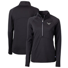 Philadelphia Eagles Cutter & Buck Women's Gridiron Classics Logo Adapt Eco Knit Stretch Recycled Half-Zip Pullover Top Black | NFL
