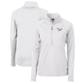 Philadelphia Eagles Cutter & Buck Women's Gridiron Classics Logo Adapt Eco Knit Stretch Recycled Half-Zip Pullover Top White | NFL