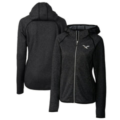 Philadelphia Eagles Cutter & Buck Women's Gridiron Classics Logo Mainsail Sweater-Knit Full-Zip Hoodie Heather Charcoal | NFL