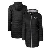Philadelphia Eagles Cutter & Buck Women's Gridiron Classics Logo Rainier Primaloft Eco Insulated Hooded Long Coat Black | NFL