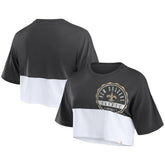 New Orleans Saints Women's Boxy Color Split Cropped T-Shirt Black/White | Fanatics
