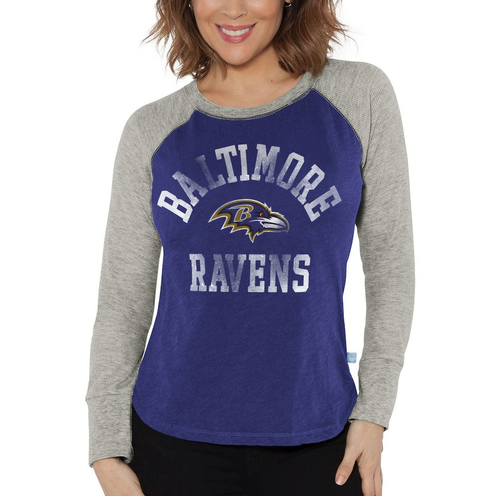 Baltimore Ravens G-III 4Her by Carl Banks Women's Waffle Knit Raglan Long Sleeve T-Shirt Purple/Heather Gray | NFL