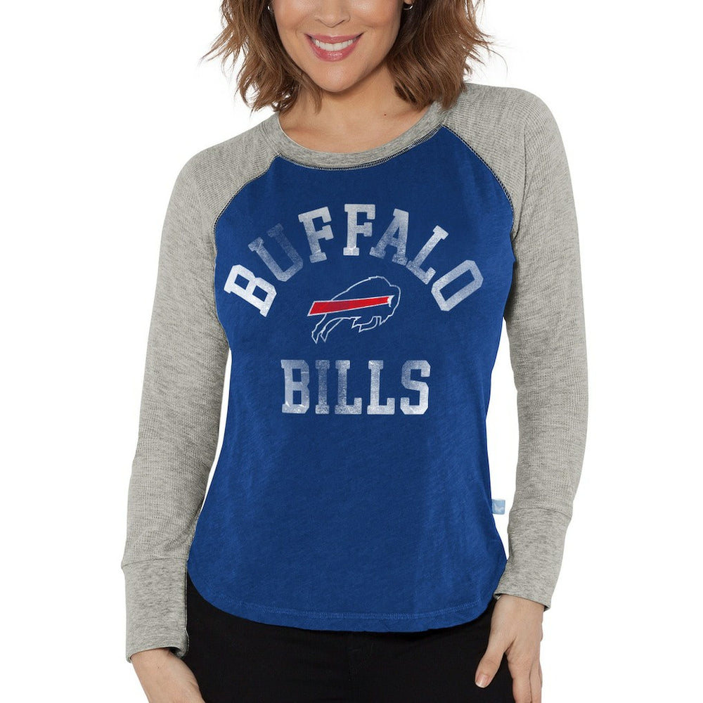 Buffalo Bills G-III 4Her by Carl Banks Women's Waffle Knit Raglan Long Sleeve T-Shirt Royal/Heather Gray | NFL