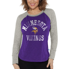 Minnesota Vikings G-III 4Her by Carl Banks Women's Waffle Knit Raglan Long Sleeve T-Shirt Purple/Heather Gray | NFL