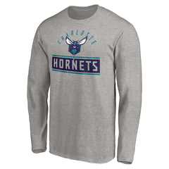 Charlotte Hornets Team Arch Knockout Long Sleeve T-Shirt Heather Gray - NBA