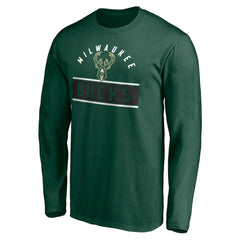Milwaukee Bucks Team Arch Knockout Long Sleeve T-Shirt Hunter Green - NBA