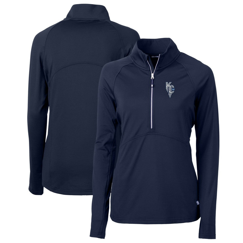 Kansas City Royals Cutter & Buck Women's City Connect Adapt Eco Knit Stretch Recycled Half-Zip Pullover Top - MLB