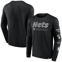 Brooklyn Nets Baseline Long Sleeve T-Shirt Black - NBA