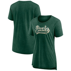 Milwaukee Bucks Women's League Leader Tri-Blend T-Shirt Hunter Green - NBA