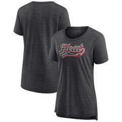 Miami Heat Women's League Leader Tri-Blend T-Shirt Heather Charcoal - NBA