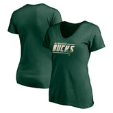 Milwaukee Bucks Women's Mascot In Bounds V-Neck T-Shirt Hunter Green - NBA
