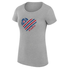 Chicago Cubs G-III 4Her by Carl Banks Women's Super-Slim Fit Lightweight Heart Graphic T-Shirt - MLB