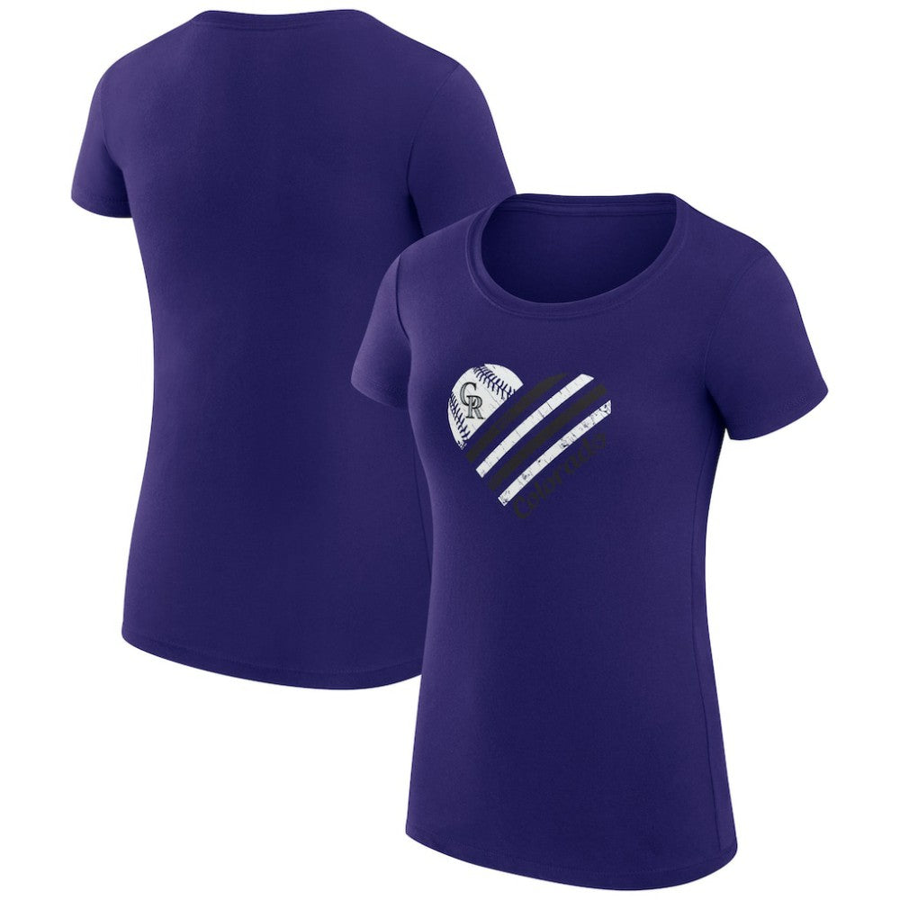 Colorado Rockies G-III 4Her by Carl Banks Women's Super-Slim Fit Lightweight Heart Graphic T-Shirt - MLB