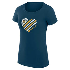 Milwaukee Brewers G-III 4Her by Carl Banks Women's Super-Slim Fit Lightweight Heart Graphic T-Shirt - MLB