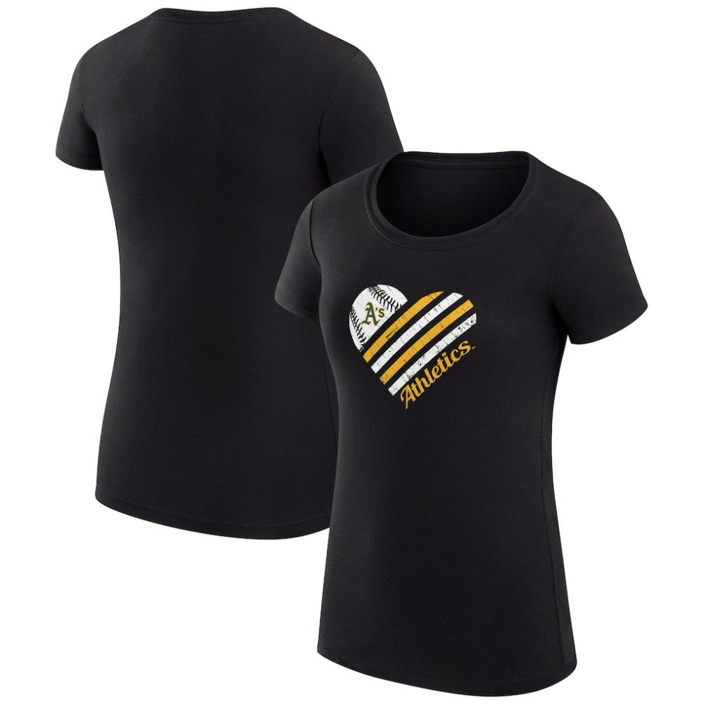 Athletics G-III 4Her by Carl Banks Women's Super-Slim Fit Lightweight Heart Graphic T-Shirt - MLB