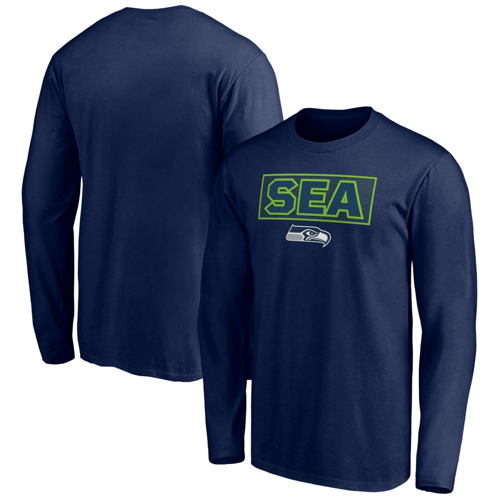 Seattle Seahawks Squad Throwbacks Long Sleeve T-Shirt College Navy | NFL