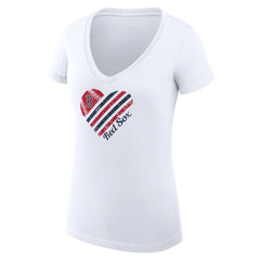 Boston Red Sox G-III 4Her by Carl Banks Women's Super-Slim Fit Lightweight Heart V-Neck T-Shirt - MLB