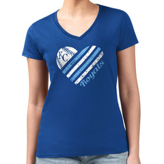 Kansas City Royals G-III 4Her by Carl Banks Women's Super-Slim Fit Lightweight Heart V-Neck T-Shirt - MLB