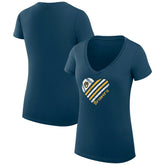 Milwaukee Brewers G-III 4Her by Carl Banks Women's Super-Slim Fit Lightweight Heart V-Neck T-Shirt - MLB